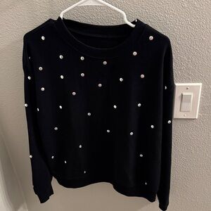LOFT Black Sweater with Pearl Details